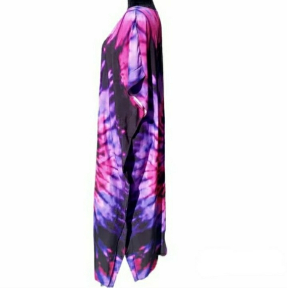 Kaftan Tie Dye Dress Swim Cover Up Maxi Loungewear OS L XL 1X NEW 💜 Last 1 - Picture 4 of 9
